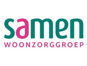 Logo van Woonzorggroep Samen, waar de methode Transfers Belicht wordt ingezet voor minder fysieke belasting en fysiek veilig werken in de zorg.